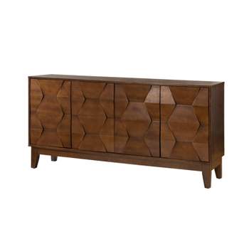 Kamis 60" Farmhouse Storage Sideboard Cabinet with Solid Wood Legs| KARAT HOME