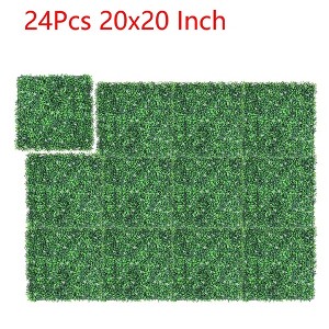 24PCS 20"x20" Grass Wall Artificial Boxwood Panels Wall Hedge Decor With 100 Zip Ties - 1 of 4