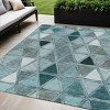 Teal Blue Aqua And Gray Geometric Washable Indoor Outdoor Area Rug - 2 of 4