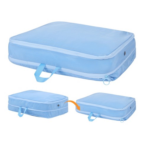 REGALWOVEN Foldable Organizing Clothing Storage Bags with Handle Blue 15.5 12 4.5in