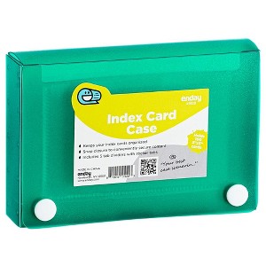 Enday 3" X 5" Index Card Case Holds 5 Tab Dividers, Dark Green - 1 of 4