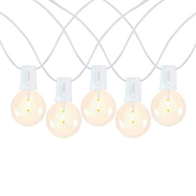 50 Feet Warm White LED Globe String Lights with White Plastic Shatterproof Bulbs