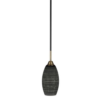 Toltec Lighting Paramount 1 - Light Pendant in  Matte Black/Brass with 5.5" Black Matrix Shade