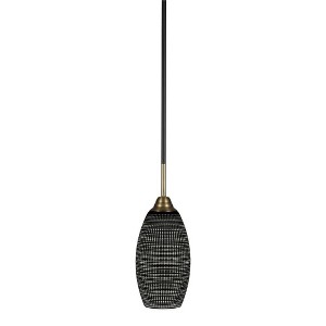 Toltec Lighting Paramount 1 - Light Pendant in  Matte Black/Brass with 5.5" Black Matrix Shade - 1 of 1