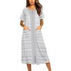 Ekouaer Robes For Women Zipper Front Bathrobe Short Sleeve House Coat Long Nightgown With Pockets Soft Loungewear - 3 of 4
