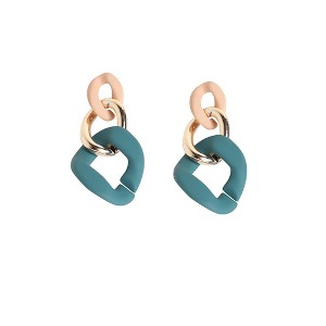 Women's Chainlink Drop Earrings - Teal Green - 1 of 4