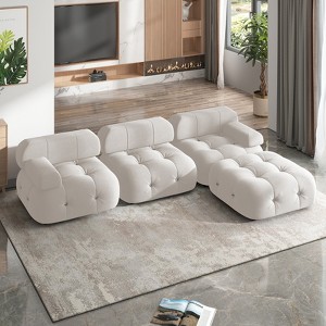 Mjkone L Shaped Velvet Sectional Sofa With Reversible Chaise,free Combination Ottoman, 4 Seater Modular Sectional Sofa - 1 of 4
