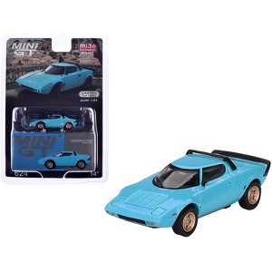Lancia Stratos HF Stradale Azzuro Chiaro Blue Limited Edition to 1800 pieces 1/64 Diecast Model Car by Mini GT - 1 of 4