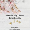 Flower CZ Flat Back Earrings for Cartilage Helix Tragus Lobe 16g Gold Plated Sterling Silver 1 pair by Ginger Lyne - 4 of 4
