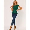 INSPIRE CHIC Women's Elegant Round Neck Cap Sleeve Solid Color Peplum Blouses - 3 of 4
