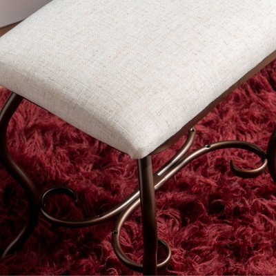 Clarisse 37.8" Traditional Beige and Brown Metal & Glass Vanity Set with Stool