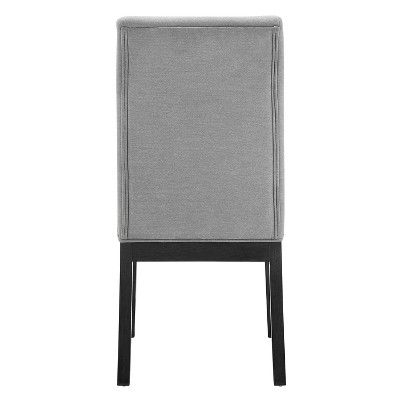 Gray Faux Leather Upholstered Parsons Side Chair with Wood Frame