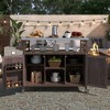Mobile Outdoor Wooden Kitchen Island - Stainless Steel Top, Storage, Spice and Towel Racks - 2 of 4