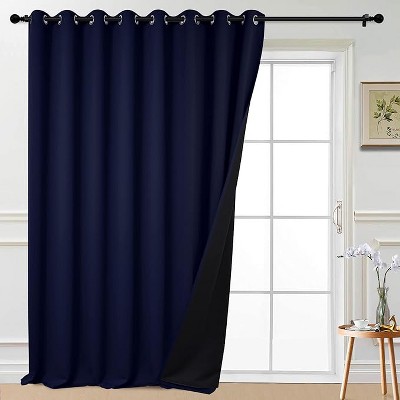 Yakamok Room Darkening Thermal Insulated Blackout Curtains for Bedroom (W100 x L108,Navy Blue 1 Panel)