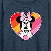 Women's - Disney - Minnie Mouse Rainbow Heart Lightweight French Terry Wide Neck Long Sleeve Shirt - 2 of 4