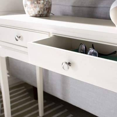 Distressed White French Country 2-Drawer Console Table
