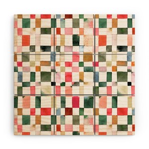 Ninola Design Watercolor checker Yuletide Wood Wall Mural - Society6 - 1 of 2