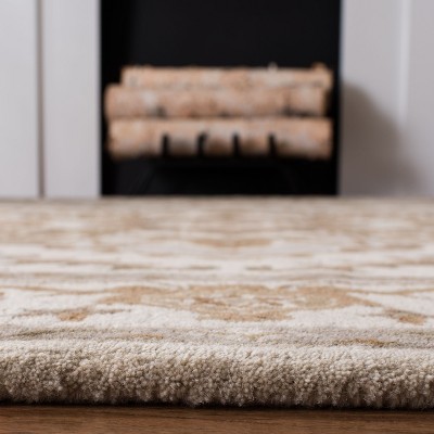 Handmade Beige and Sage Wool Tufted Round Rug