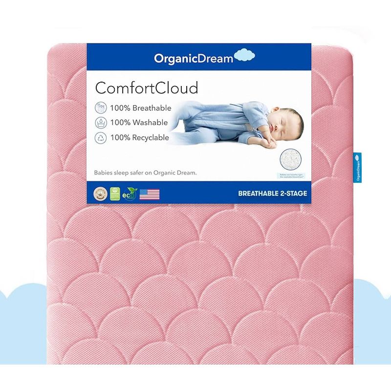 Organic Dream ComfortCloud 2-Stage Crib &#38; Toddler Mattress - Pink, 2 of 6
