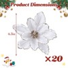 20-Pack Glittered Poinsettia Christmas Flowers for Tree Decorations, 6.3in Red Christmas Blossoms for Ornaments, Wreaths, and Holiday Home Decor - 2 of 4