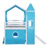 Wood bunk bed with sliding tent tower, fun castle design, guardrails, suitable for boys, girls, and teenagers - 3 of 4