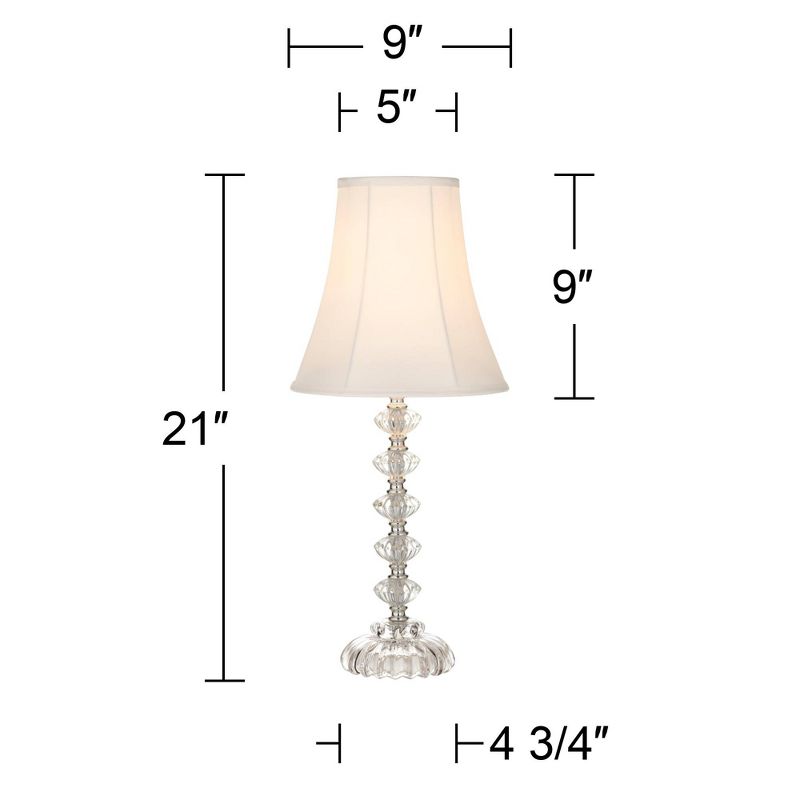 360 Lighting Bohemian Country Cottage Accent Table Lamp 21" High Clear Stacked Glass Off White Bell Shade for Bedroom Living Room Bedside Nightstand, 4 of 8
