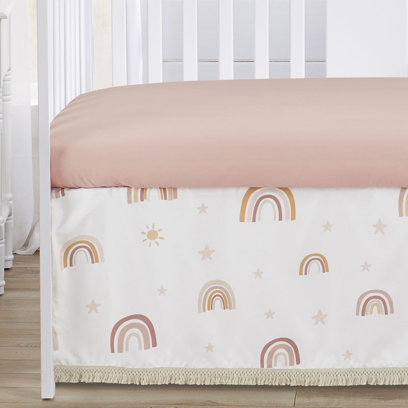 Sweet Jojo Designs Crib Bedding + BreathableBaby Breathable Mesh Liner Girl Boho Rainbow Pink Gold and Taupe - 6pcs, 6 of 8
