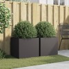 Aghana Digitals 2-Piece Square Matte Black Metal Steel Planters, Indoor/Outdoor Durable Cold-Rolled - 3 of 4