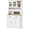 HOMCOM Freestanding Kitchen Cabinet with Wide Countertop, Tall Pantry Cabinet with Adjustable Shelves, Modern Hutch for Dining Room, White - 4 of 4