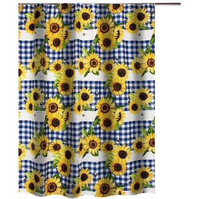 Barefoot Bungalow Sunflower Bath Shower Curtain - Gold 72x72