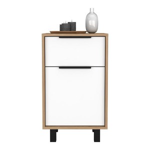 NicBex 16.14 inch Wide Nightstand with 1 Drawer,Modern Side Table with One Cabinet and Four Legs,Bedside Table for Bedroom,Living Room,Gray/Brown - 1 of 4