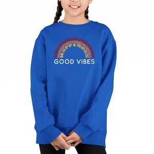 LA Pop Art Good Vibes - Girl's Word Art Crewneck Sweatshirt - 1 of 3