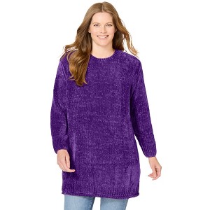 Woman Within Crewneck Chenille Sweater - 1 of 4