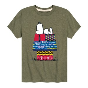 Boys' - Peanuts - Snoopy Patchwork Doghouse Short Sleeve Graphic T-Shirt - 1 of 4
