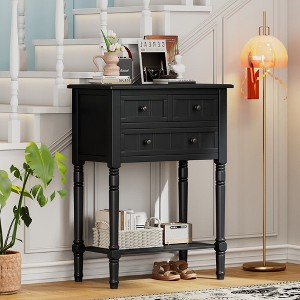 PAGED 23.7 inch Rectangle Console Table with 3 Storage Drawers,Mid-Century Entryway Table with Bottom Shelf for Living Room,Hallway - 1 of 4