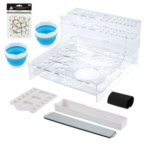 HG Art Concepts Mezzo Artist Studio Watercolor Organizer - Watercolor Paint Brush Holder w/ Palette, Drip Pan, Collapsible Cups, Magnetic Half Pans & - 1 of 4