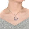 Guili Sterling Silver Rhodium Plated Purple Oval and Clear Round Cubic Zirconia Open Heart Necklace, a Bold and Beautiful Expression of Love - 3 of 3