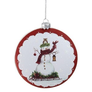 Roman 4" White and Red Snowman on Sled Christmas Ornament - 1 of 3