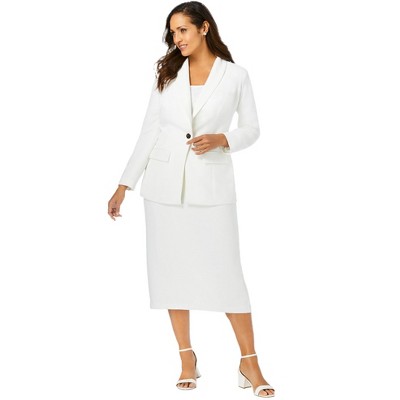 Jessica London Women's Plus Size 2-Piece Stretch Crepe Single-Breasted Skirt Suit