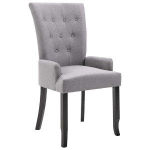 vidaXL Dining Chair with Armrests Light Gray Fabric - 1 of 4