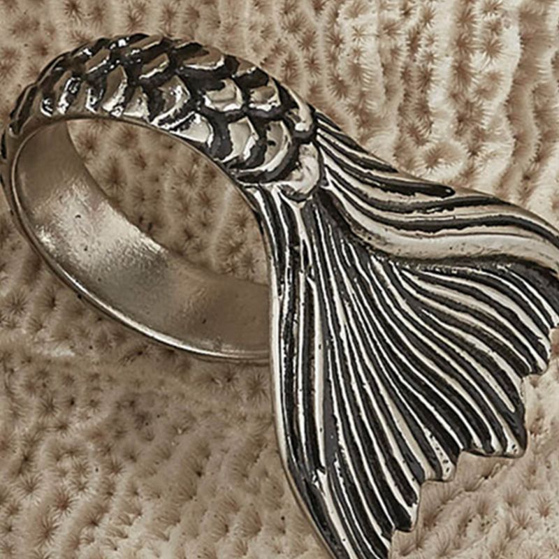 Split P Silver Mermaid Napkin Ring Set of 4, 3 of 4