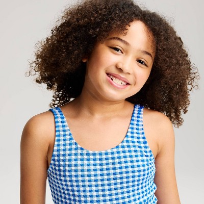 Детские купальники Cat & Jack Girls' Gingham Bow Back One Piece Swimsuit - Cat & Jack™ Blue L — фото 3