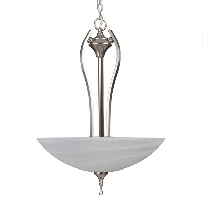 Glacier Point Satin Nickel 3-Light Pendant with Ivory Cloud Glass