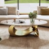 Sapphtopaz Coffee Table with Sturdy Base Elegant Center Table with Faux Marble Tod Contemporary Coffee Bar for Living Room - 2 of 4
