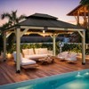 Aoodor 12' x 14' Wood Gazebo, Upgrade Cedar Wooden Frame Gazebo with 2-Tier Galvanized Steel Roof and Outlets for Patio, Backyard, Deck, and Lawn - 2 of 4
