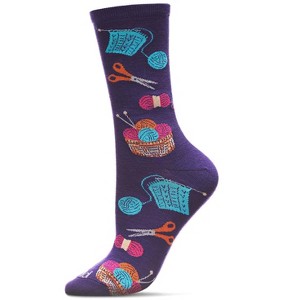 Memoi Knitting Bamboo Blend Crew Socks Blackberry Cordial 9-11 - 1 of 4