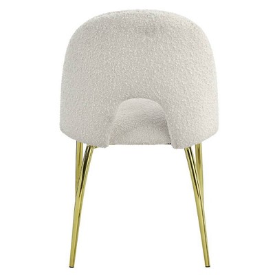 White Upholstered Side Chair with Gold Metal Legs, Set of 2