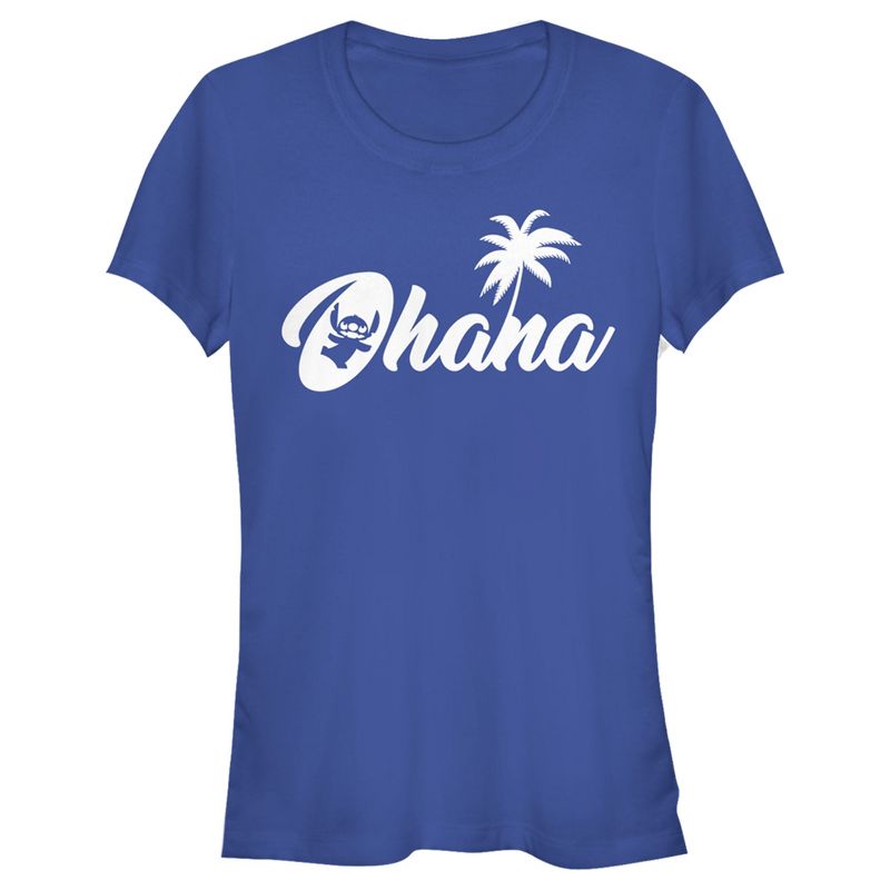 Juniors Womens Lilo & Stitch Ohana Silhouette T-Shirt, 1 of 5