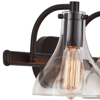 Black Metal 3-Light Wall Fixture with Clear Glass Shades
