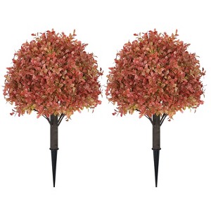 poetree 24" Fake Boxwood Plant – Seasonal Artificial Topiary Ball Tree with Ground Spike 2-Peck for Indoor & Outdoor Décor - 1 of 4